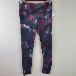 Shiela Rose Womens Black Purple Geometric Pattern Active Leggings